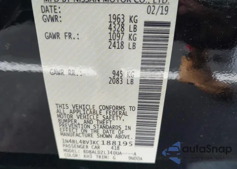 2019 Nissan Altima 2.5 S from USA, damaged, VIN 1N4BL4BV3KC188195